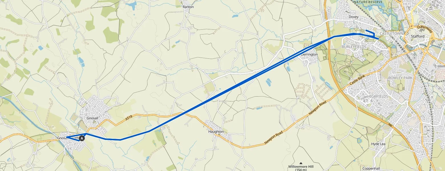 Millenium Green Pond loop from Gnosall Heath bike Tour Komoot